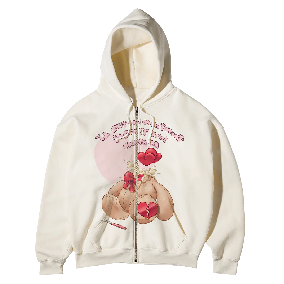 Slit My Throat Zip Up Hoodie (White)