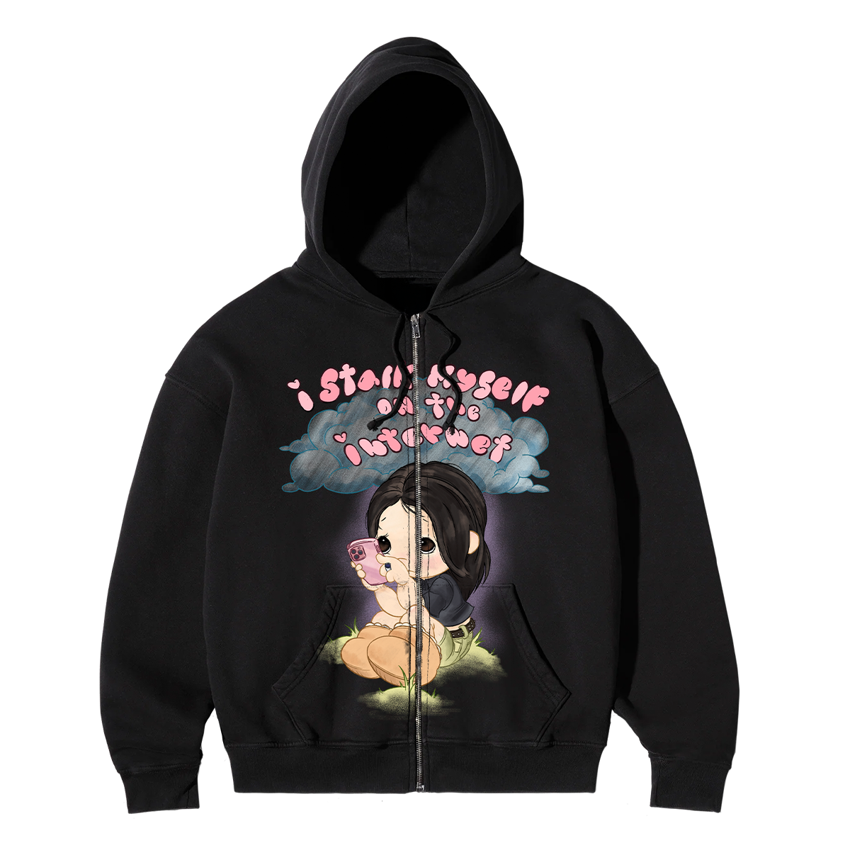 I Stalk Myself On The Internet Zip Up Hoodie (Black)
